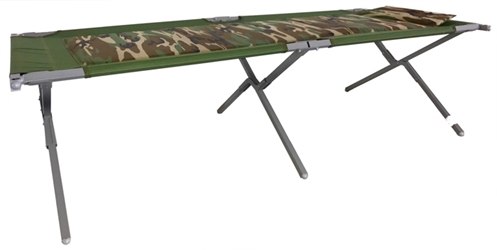 Steel Army Cot w/ Camo Pad and Pillow from Blantex