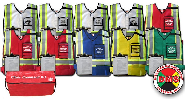 NIMS/ICS Clinic Command Vest Kit for Small Facility - 10 Position from Disaster Management Systems