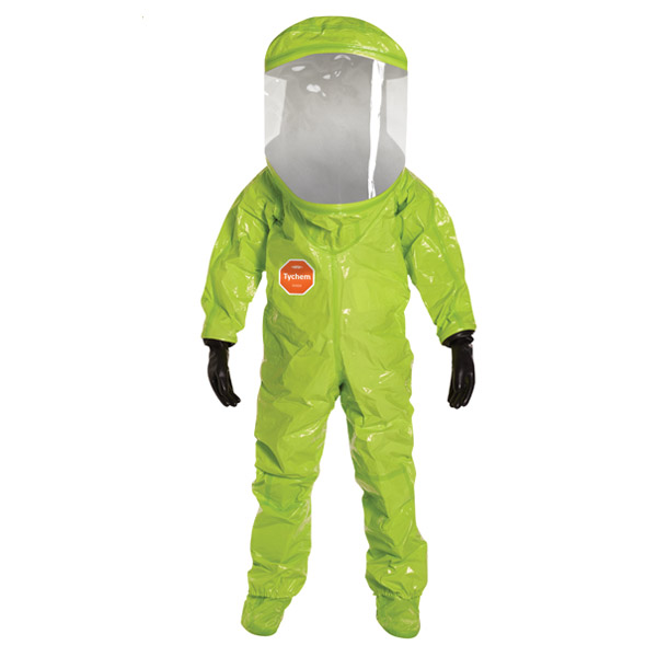 Tychem 10000 Level A Encapsulated Suit (NFPA 1994, Class 2) w/ Expanded Back, Rear Entry TK613T  LY  00M, TK613T  LY  00L, TK613T  LY  00XL, TK613T  LY  002X