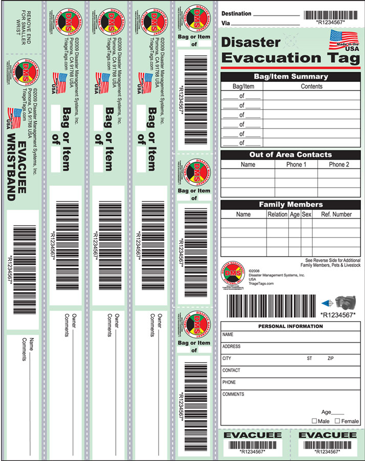 Disaster Evacuation Wristband Tags from Disaster Management Systems
