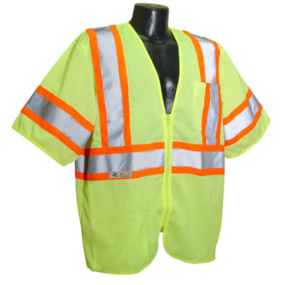 Economy Mesh Safety Vest w/ Two-Tone Trim, Class 3 SV22-3ZGM, SV22-3ZOM