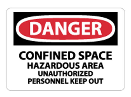 OSHA Sign - Danger Confined Space Hazardous Area from National Marker