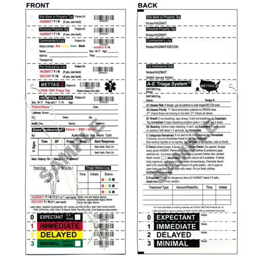 Chem/Bio Emergency Triage Tags from Mettag
