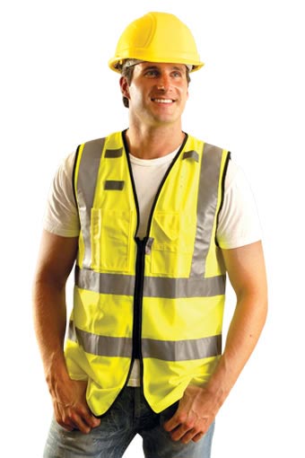 Solid Dual Stripe Full Surveyor Vest w/ Zipper from Occunomix