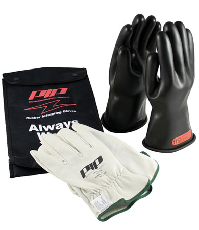 Novax Class 0 11" Black Electrical Glove Kits from PIP