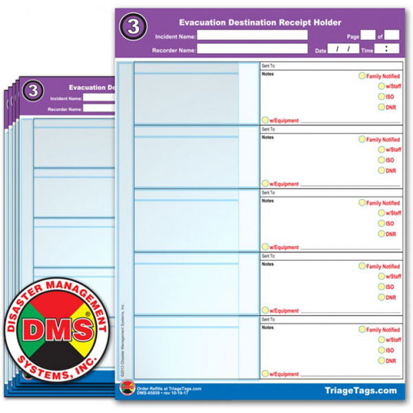 Evac123 Destination Step 3 Receipt Holder Refill Pack from Disaster Management Systems