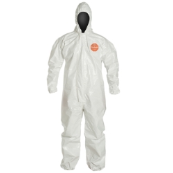 Tychem  4000 Coverall  w/ Hood, Elastic Wrists & Ankles SL127T  WH  00-M, SL127T  WH  00-L, SL127T  WH  00-XL, SL127T  WH  00-2X