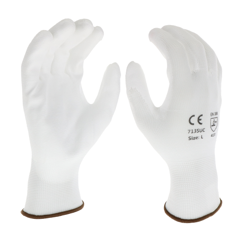 White PU Palm Coated White Nylon Gloves from PIP