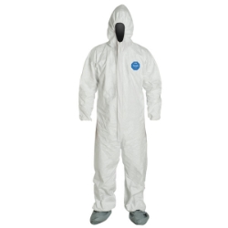 Tyvek 400 Coverall w/ Attached Resp. Fit Hood & Boots, Elastic Wrists from DuPont