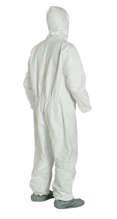 Ty122s Tyvek 400 Coverall w/ Attached Resp. Fit Hood & Boots, Elastic Wrists ...