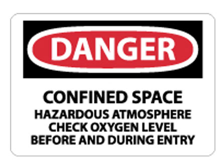 OSHA Sign - Danger Confined Space Hazardous Atmosphere Check Oxygen Level from National Marker