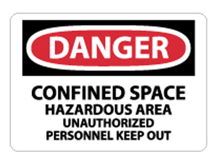 OSHA Sign - Danger Confined Space Hazardous Area from National Marker
