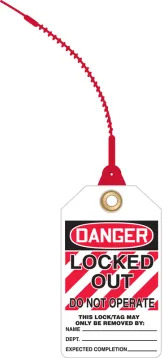 Loop 'n Lock™ Tie Tags OSHA Danger Safety Tag (Locked Out - Do Not Operate) from Accuform Signs